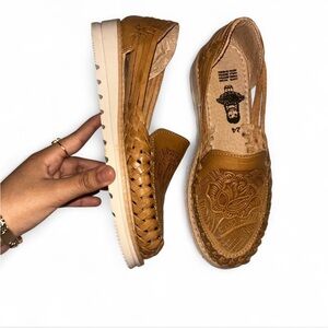 Brown Leather Huarache Sandals